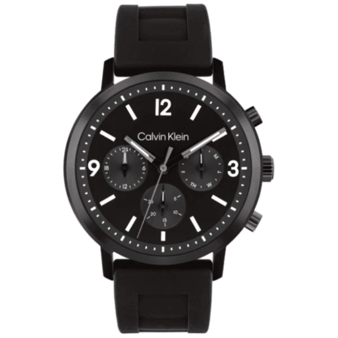Calvin Klein 25200461 | Gauge Men Quartz Black Dial Chronograph Leather Watch.