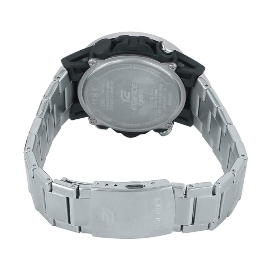 Casio ECB-40D-1ADF ED574 | Edifice Men Quartz Black Dial Analog-Digital Stainless Steel Watch