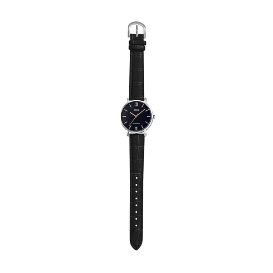 Casio LTP-VT01L-1BUDF A1626 | Enticer Women Quartz Black Dial Analog Leather Watch