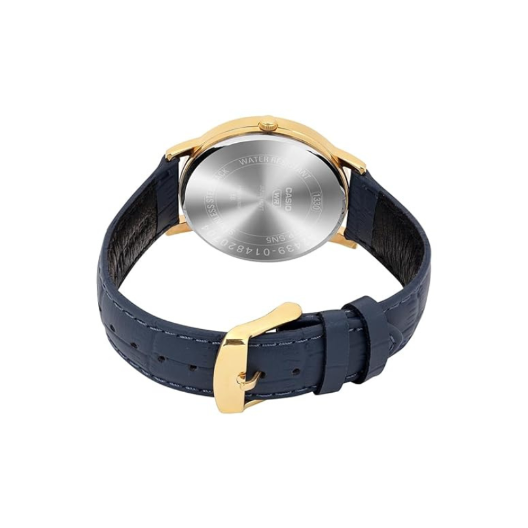Casio MTP-SN5YGL-2A A2439 | Enticer Men Quartz Blue Dial Analog Leather Watch