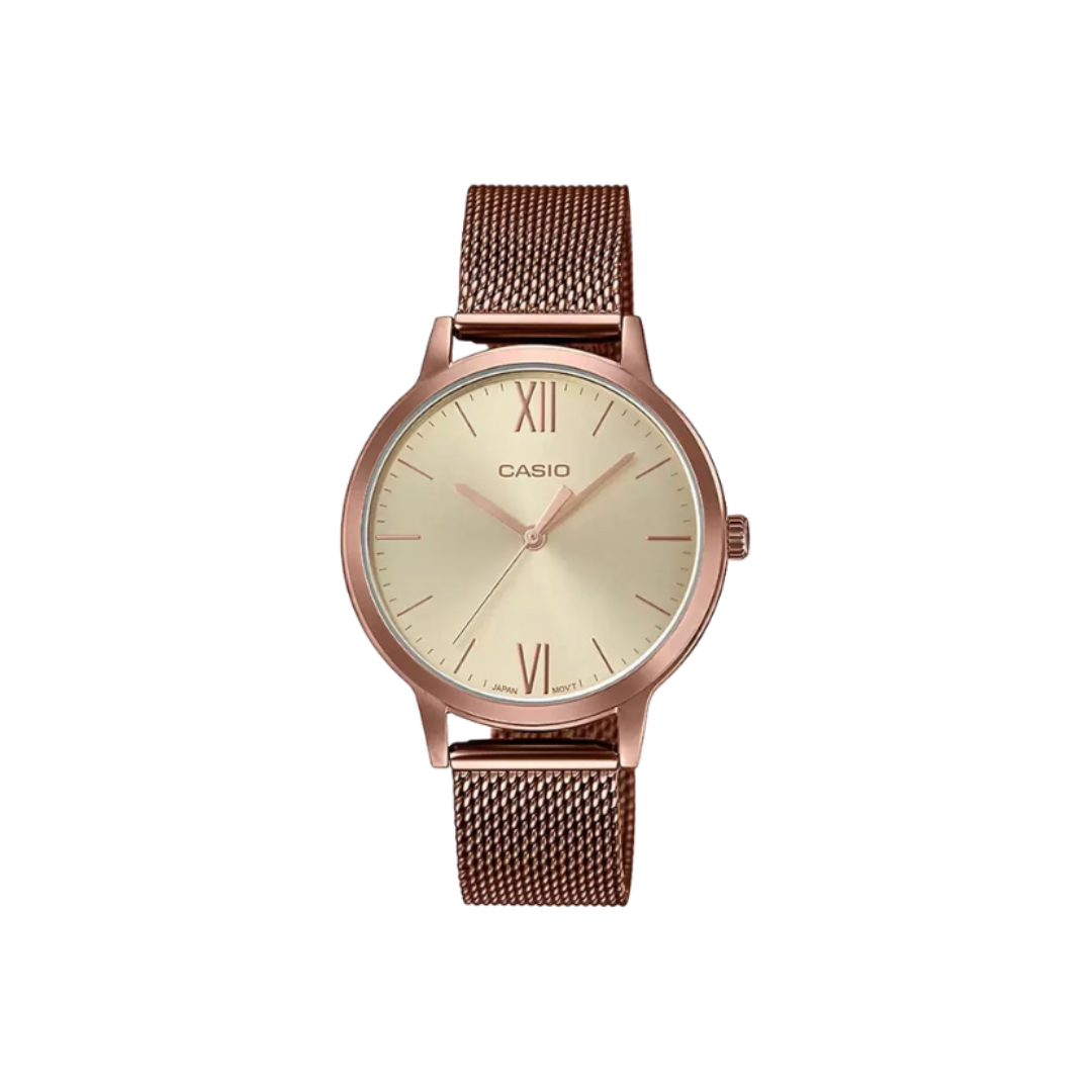 Casio LTP-E157MR-9ADF A1693 | Enticer Women Quartz Rose Gold Dial Analog Stainless Steel Watch