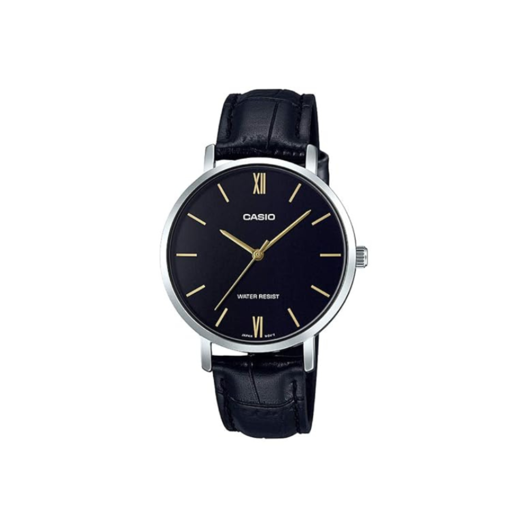 Casio LTP-VT01L-1BUDF A1626 | Enticer Women Quartz Black Dial Analog Leather Watch