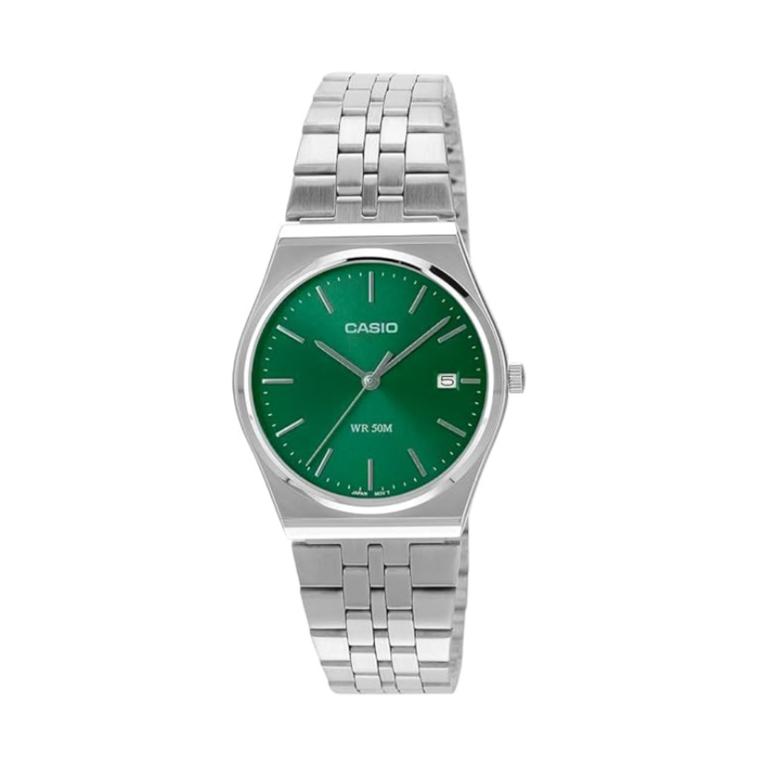 Casio MTP-B145D-3AVDF A2236 | Enticer Men Quartz Green Dial Analog Stainless Steel Watch