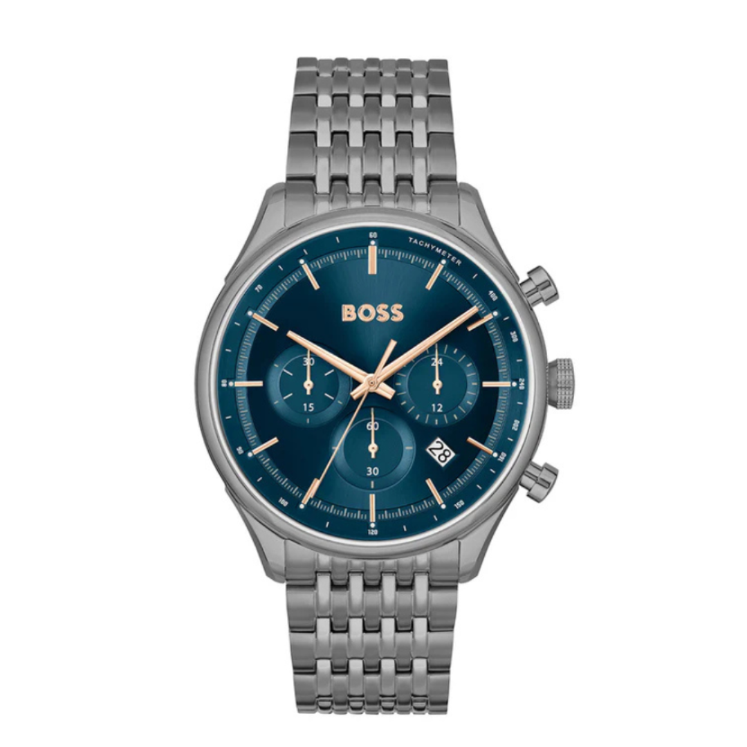 Boss 1514083 | Gregor Men Quartz Blue Dial Chronograph Stainless Steel Watch.