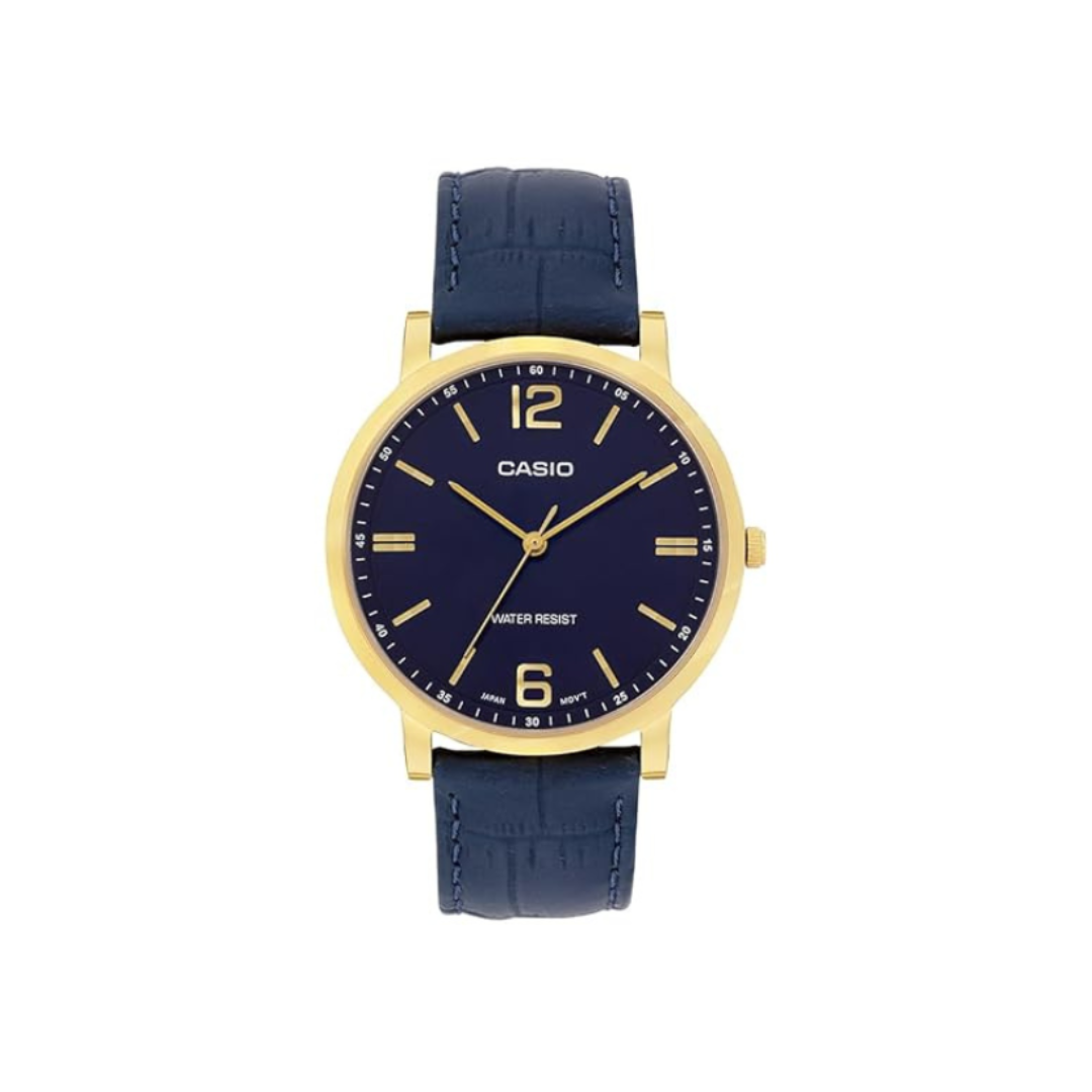 Casio MTP-SN5YGL-2A A2439 | Enticer Men Quartz Blue Dial Analog Leather Watch