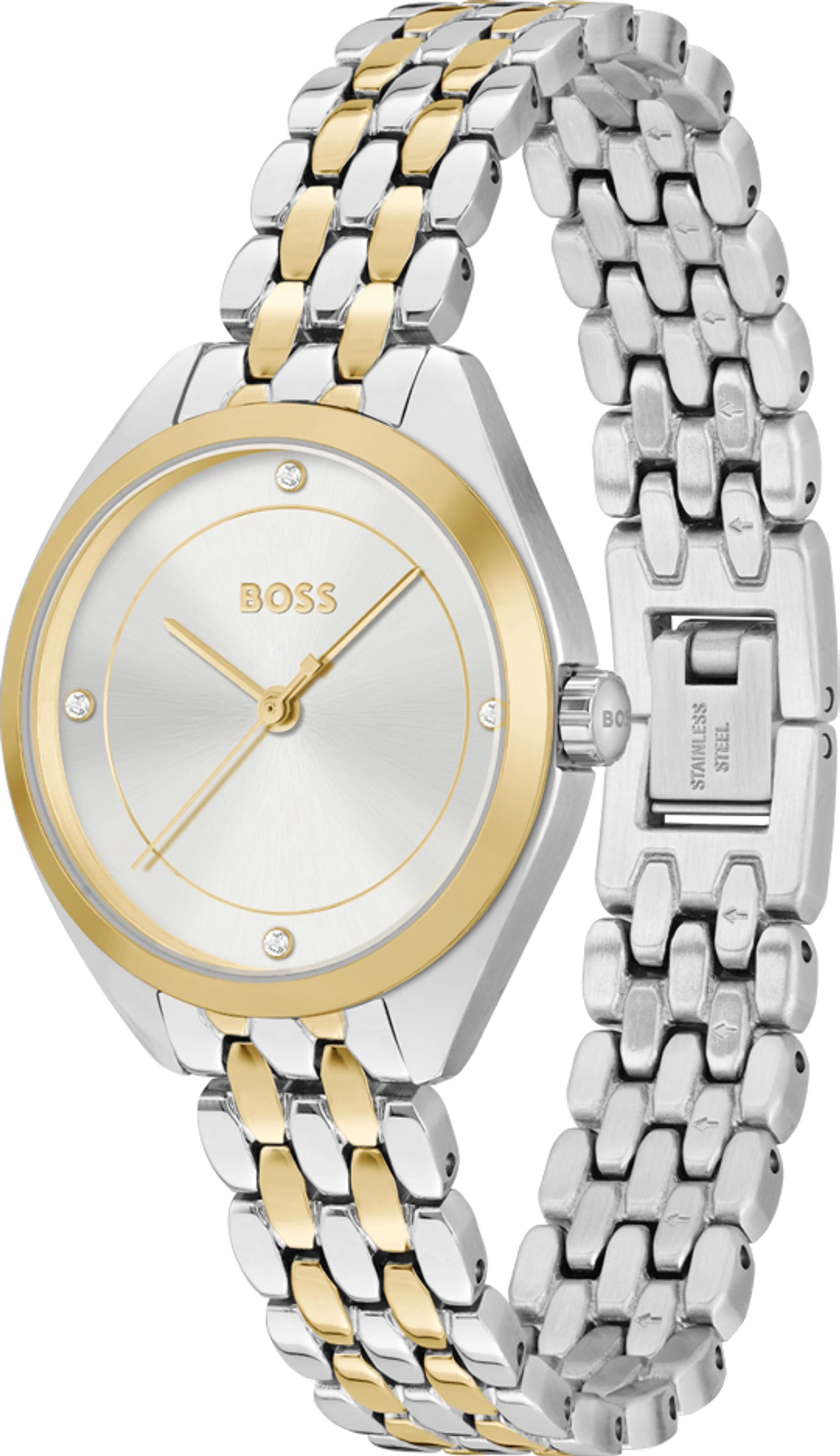 Boss 1502724 | Mae Women Quartz Silver Dial Analog Stainless Steel Watch.