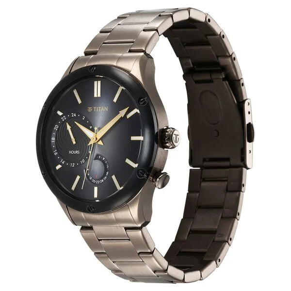 Titan 10009KM03 | Titan Stellar Multifunction Brown Dial Brown Stainless Steel Strap Watch For Men