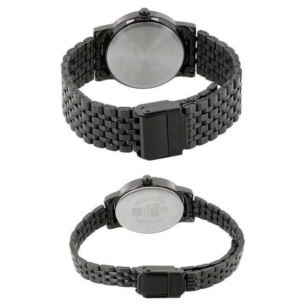 Sonata Pair 11418100NM01 | Sonata Quartz Analog Black Dial Metal Strap Watch for Couple