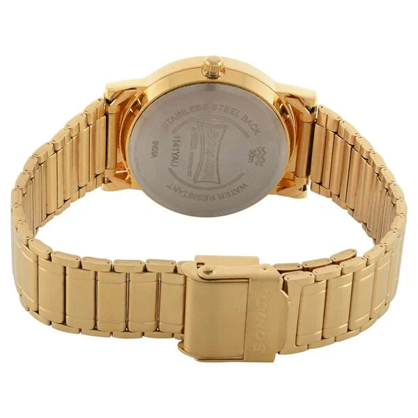 Sonata NK1141YM13 | Sonata Quartz Analog Champagne Dial Metal Strap Watch for Men