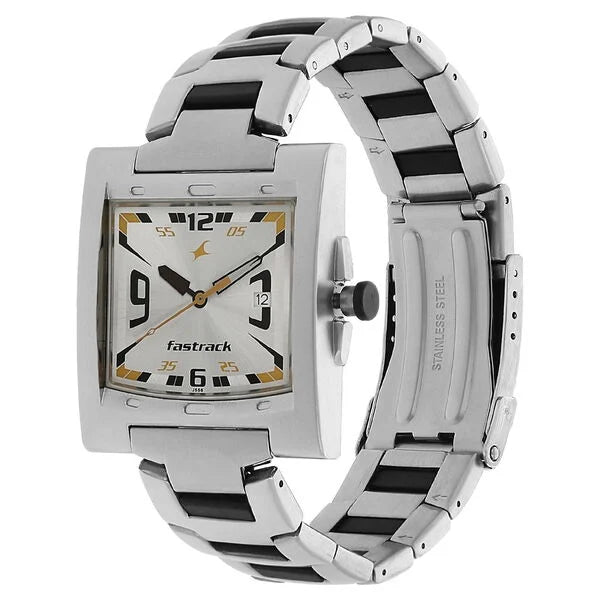 Fastrack NG1229SM04 | Fastrack Quartz Analog Silver Dial Stainless Steel Strap Watch for Guys