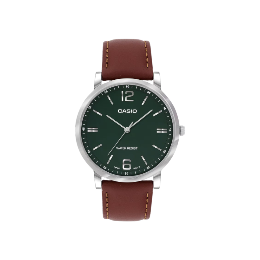 Casio MTP-SN5YL-3A A2438 | Enticer Men Quartz Green Dial Analog Leather Watch