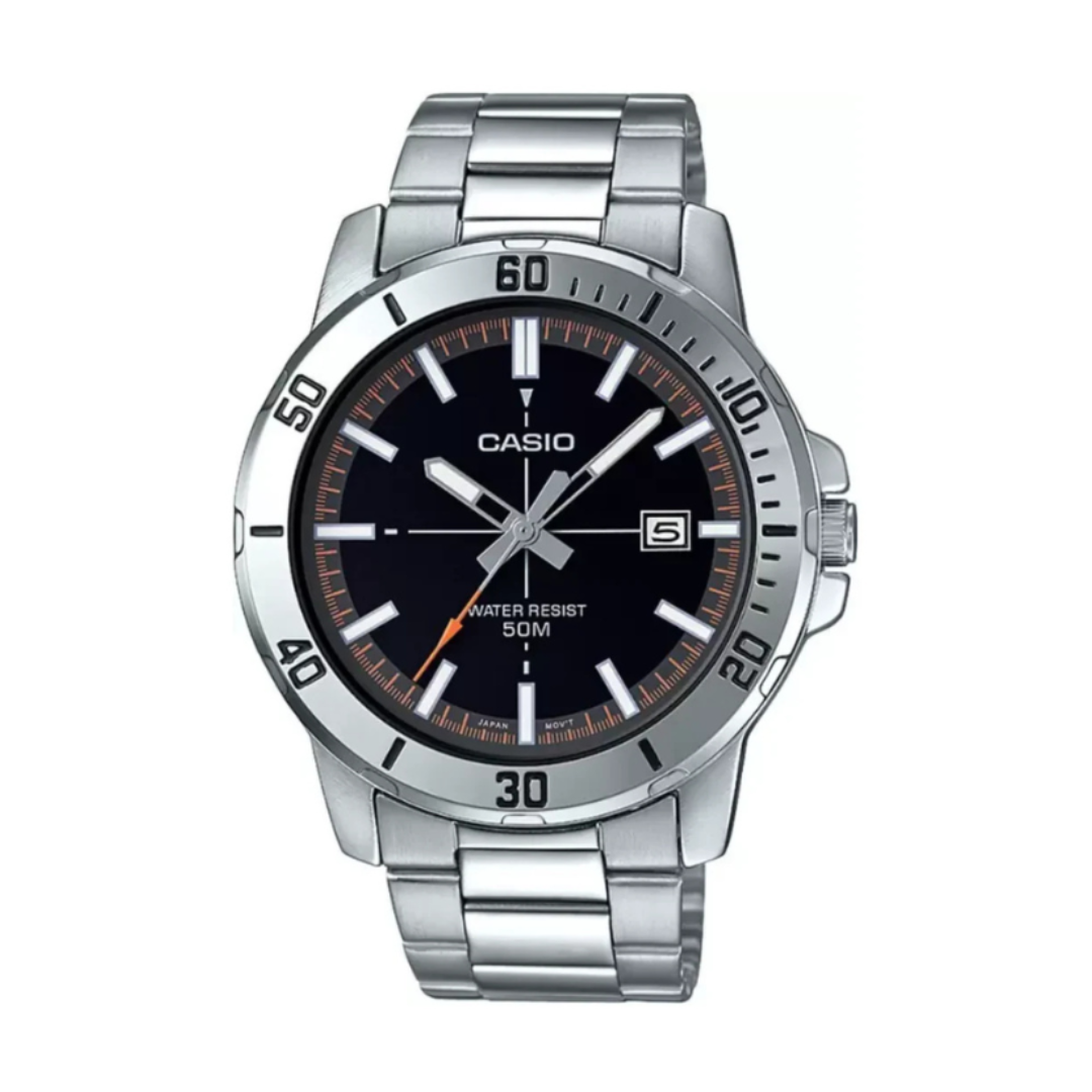 Casio MTP-VD01D-1E2VUDF A1734 | Enticer Men Quartz Black Dial Analog Stainless Steel Watch
