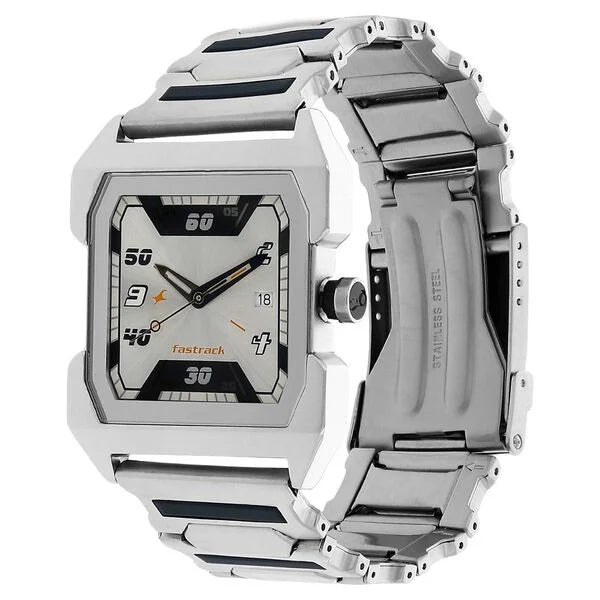 Fastrack NK1474SM01 | Fastrack Quartz Analog Silver Dial Stainless Steel Strap Watch for Guys