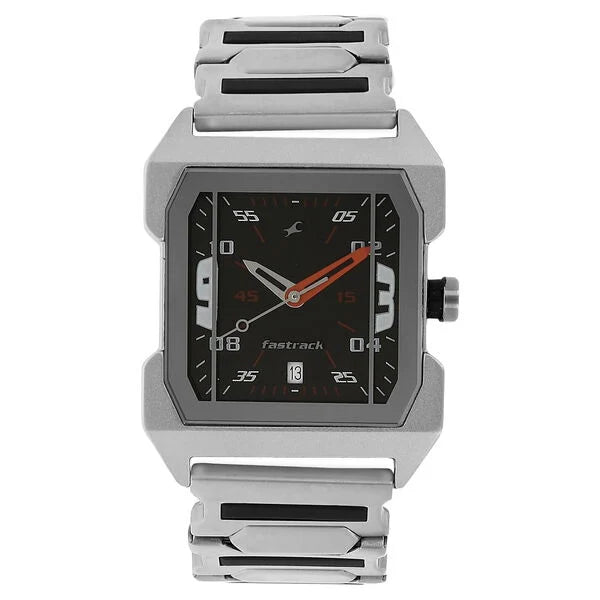 Fastrack NE1474SM02 | Fastrack Quartz Analog Black Dial Stainless Steel Strap Watch for Guys