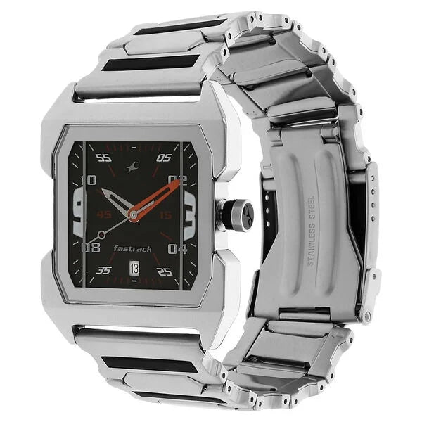 Fastrack NE1474SM02 | Fastrack Quartz Analog Black Dial Stainless Steel Strap Watch for Guys