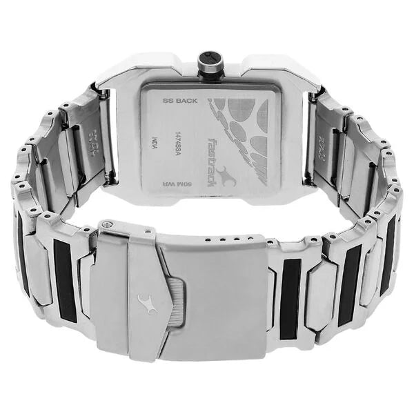Fastrack NK1474SM02 | Fastrack Quartz Analog Black Dial Stainless Steel Strap Watch for Guys
