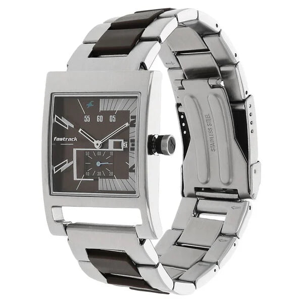 Fastrack 1478SM02 | Fastrack Quartz Analog Brown Dial Stainless Steel Strap Watch for Guys