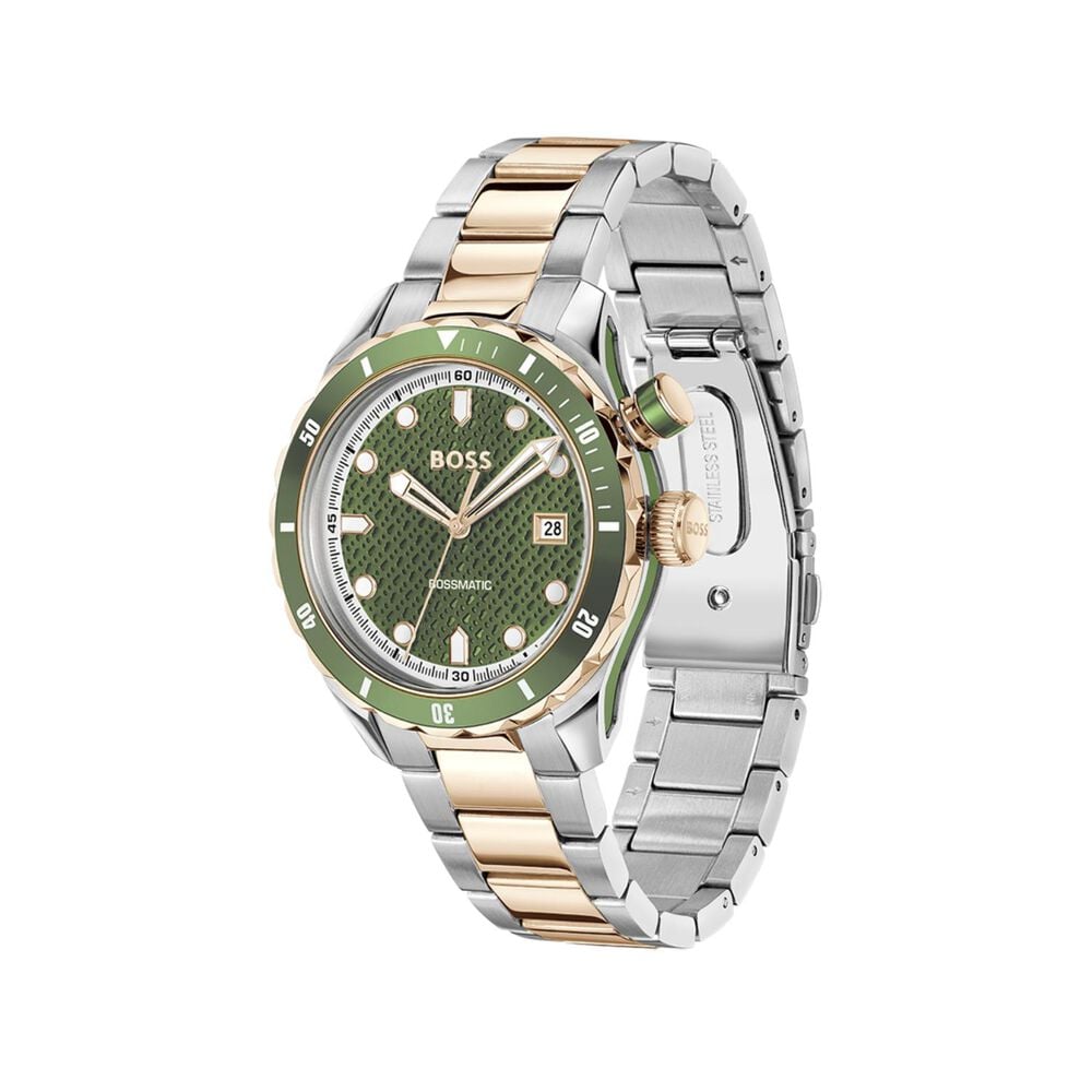 Boss 1514181 | Bossmatic Men Automatic Green Dial Analog Stainless Steel Watch.