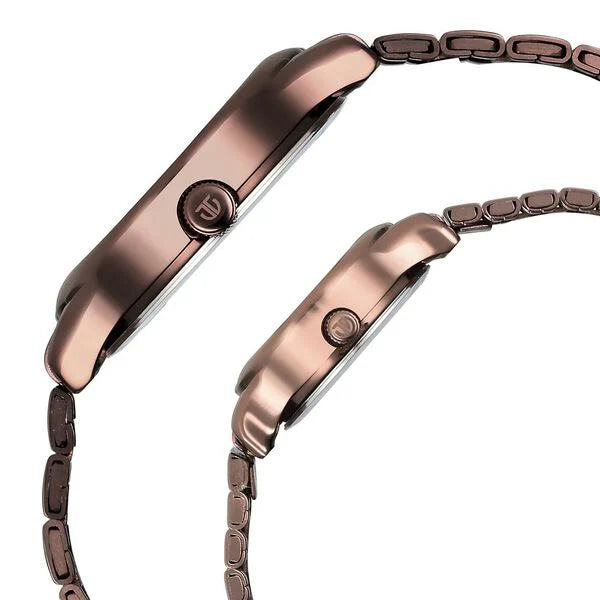 Titan Pair 15802490QM01P | Titan Bandhan Quartz Analog with Date Brown Dial Stainless Steel Strap Watch for Couple