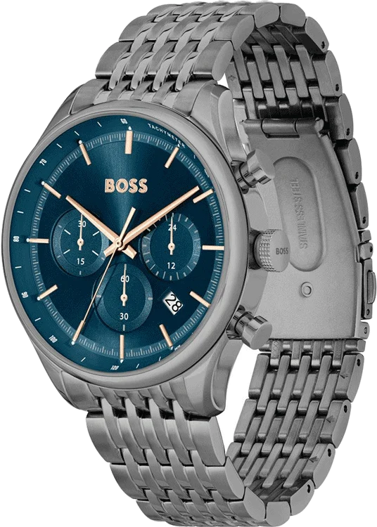 Boss 1514083 | Gregor Men Quartz Blue Dial Chronograph Stainless Steel Watch.