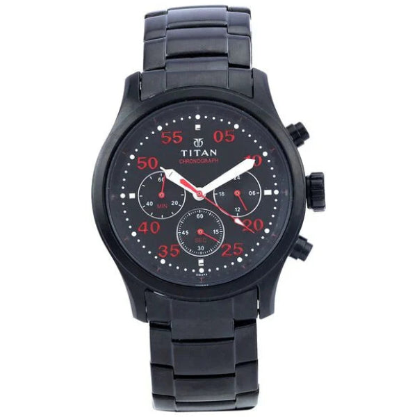 Titan 1634NM02 | Titan Quartz Chronograph Black Dial Stainless Steel Strap Watch for Men