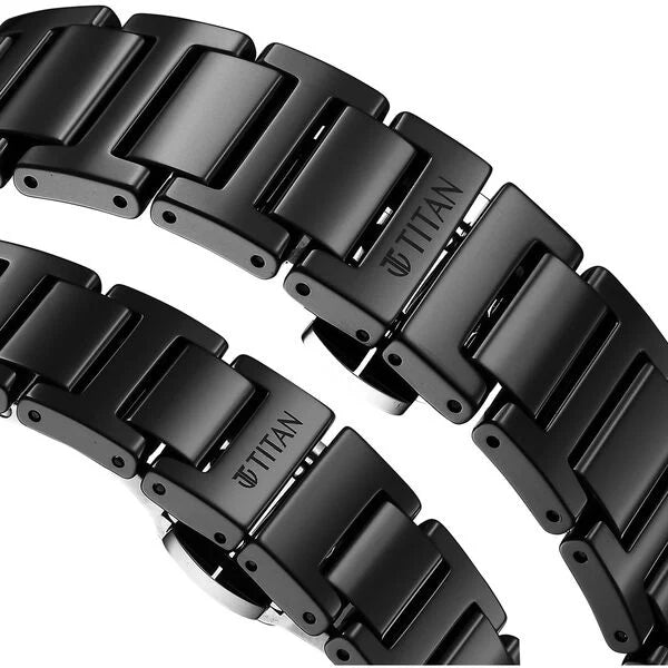 Titan Pair 16962653NC01P | Titan Edge Pair Black Dial Analog Ceramic Strap watch for Couple