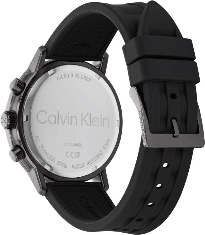 Calvin Klein 25200461 | Gauge Men Quartz Black Dial Chronograph Leather Watch.