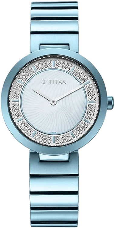 Titan 95162QM02 | Titan Quartz Analog Blue Dial Stainless Steel Strap Watch for Women