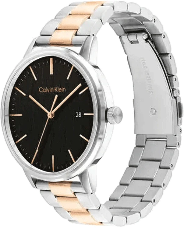 Calvin Klein 25200479 | Linked Bracelet Men Quartz Black Dial Analog Stainless Steel Watch