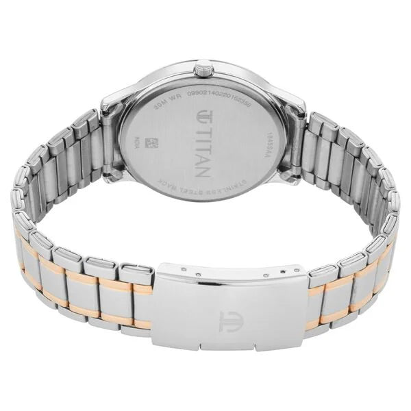 Titan 1845KM01 | Titan Lagan Blue Dial Analog with Day and Date Metal Strap for Men