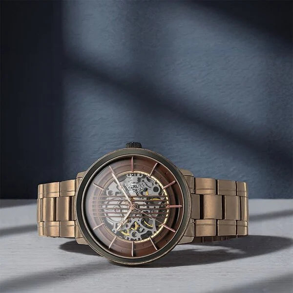 Titan 1848KM05 | Titan Quartet Brown Dial Automatic Stainless Steel Strap Watch for Men