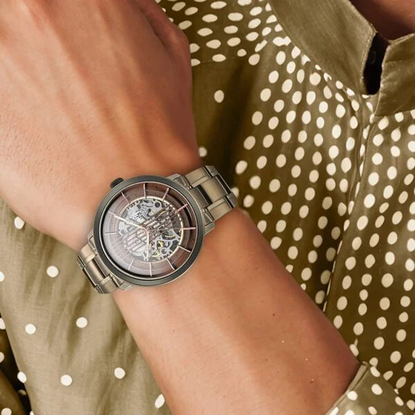 Titan 1848KM05 | Titan Quartet Brown Dial Automatic Stainless Steel Strap Watch for Men