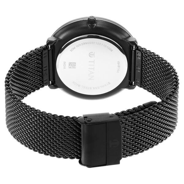 Titan 1849NM02 | Titan - Black and Gold Collection - Quartz Analog Black Dial Black Stainless Steel Strap watch for Men