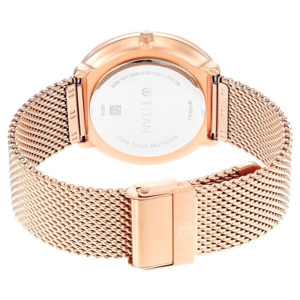 Titan 1849WM01 | Titan - Black and Gold Collection - Quartz Analog Silver Dial Rose Gold Stainless Steel Strap watch for Men