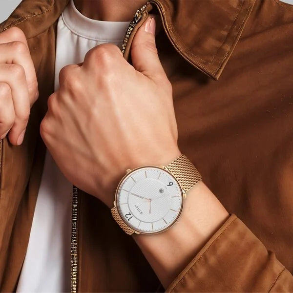 Titan 1849WM01 | Titan - Black and Gold Collection - Quartz Analog Silver Dial Rose Gold Stainless Steel Strap watch for Men