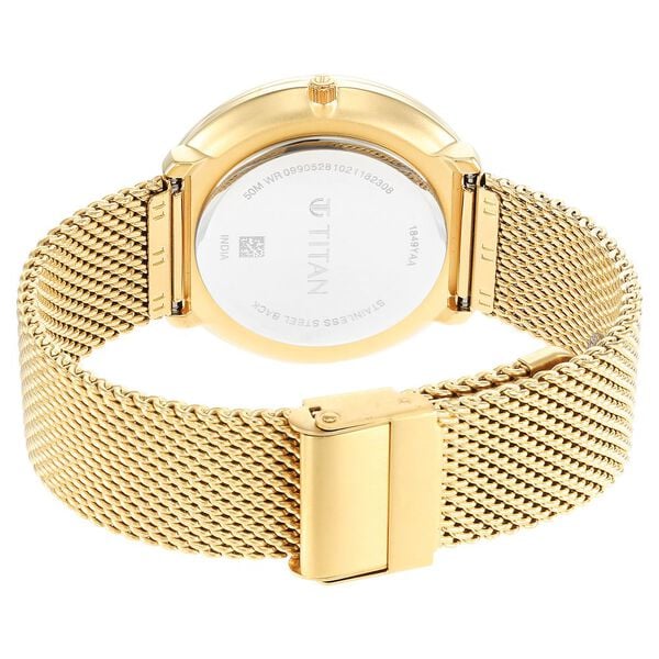 Titan 1849YM01 | Titan - Black and Gold Collection - Quartz Analog with Date White Dial Golden Stainless Steel Strap Watch for Men