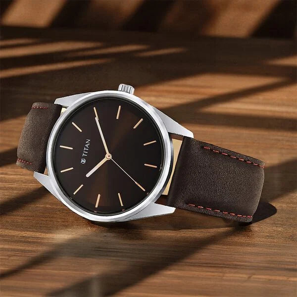 Titan 1866SL02 | Titan Workwear Brown Dial Analog Leather Strap Watch Men