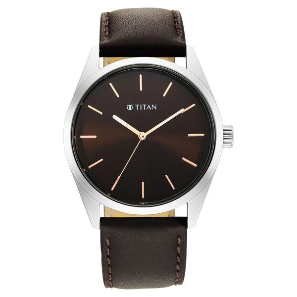 Titan 1866SL02 | Titan Workwear Brown Dial Analog Leather Strap Watch Men