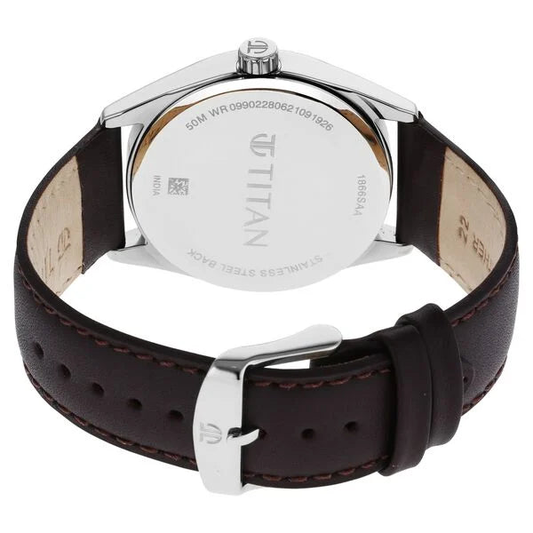 Titan 1866SL02 | Titan Workwear Brown Dial Analog Leather Strap Watch Men
