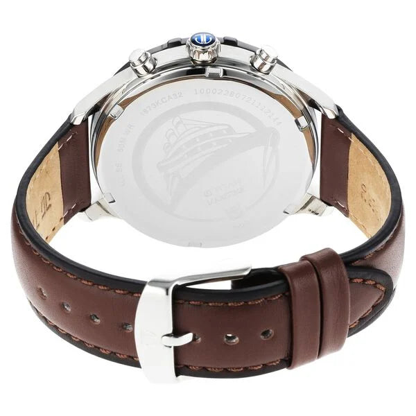 Titan 1873KL01 | Titan Maritime White Dial Quartz Multifunction Leather Strap Watch for Men