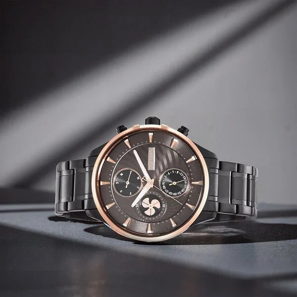 Titan 1873KM01 | Titan Maritime Anthracite Dial Quartz Multifunction Stainless Steel Strap watch for Men