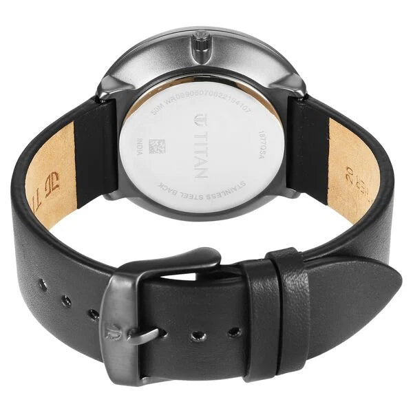 Titan 1877QL01 | Titan Slim Quartz Multifunction Grey Dial Quartz Leather Strap Watch for Men