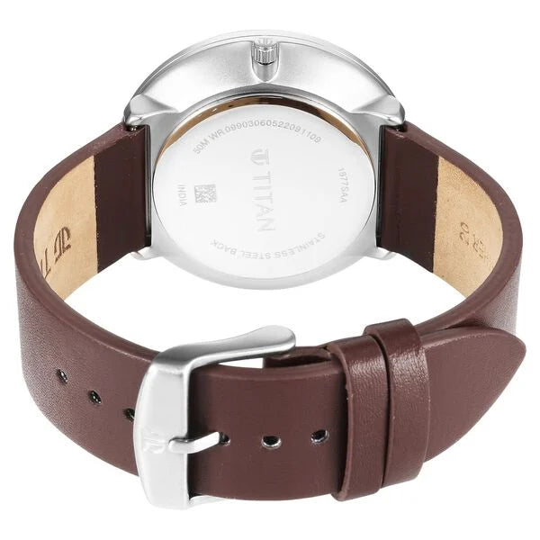 Titan 1877SL01 | Titan Slim Quartz Multifunction Teal Dial Quartz Leather Strap watch for Men