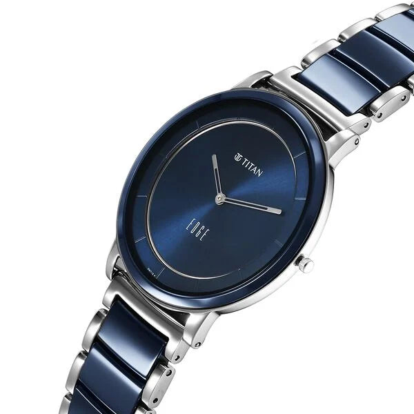 Titan 1878KD02 | Titan Edge Fusion Quartz Analog Blue Dial Blue Steel & Ceramic Strap Watch for Men