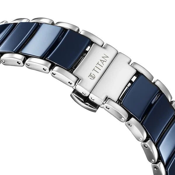 Titan 1878KD02 | Titan Edge Fusion Quartz Analog Blue Dial Blue Steel & Ceramic Strap Watch for Men