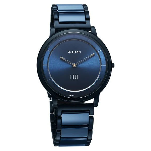Titan 1878KD04 | Titan Edge Melange Slim Steel & Ceramic StrapÂ Blue Dial Analog Watch For Men