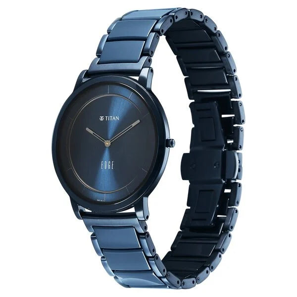 Titan 1878KD04 | Titan Edge Melange Slim Steel & Ceramic StrapÂ Blue Dial Analog Watch For Men