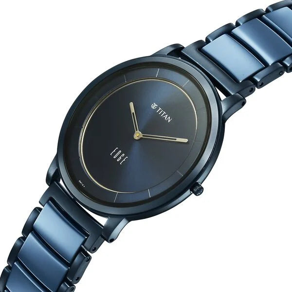 Titan 1878KD04 | Titan Edge Melange Slim Steel & Ceramic StrapÂ Blue Dial Analog Watch For Men