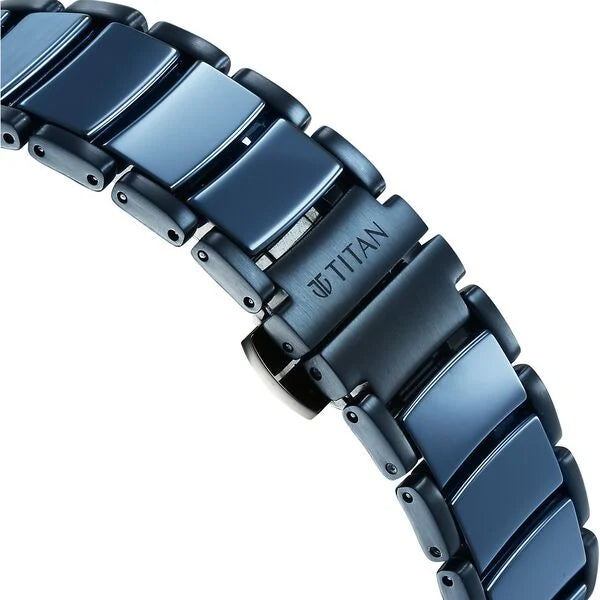 Titan 1878KD04 | Titan Edge Melange Slim Steel & Ceramic StrapÂ Blue Dial Analog Watch For Men