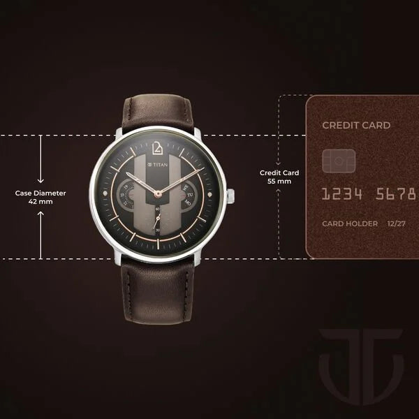 Titan 1882SL01 | Titan Quartet Black Dial Quartz Multifunction Leather Strap watch for Men